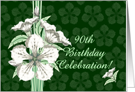 90th Birthday Party Invitation Pretty White Flowers card