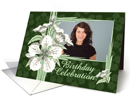 Birthday Party Invitation Photo Card Pretty White Flowers card