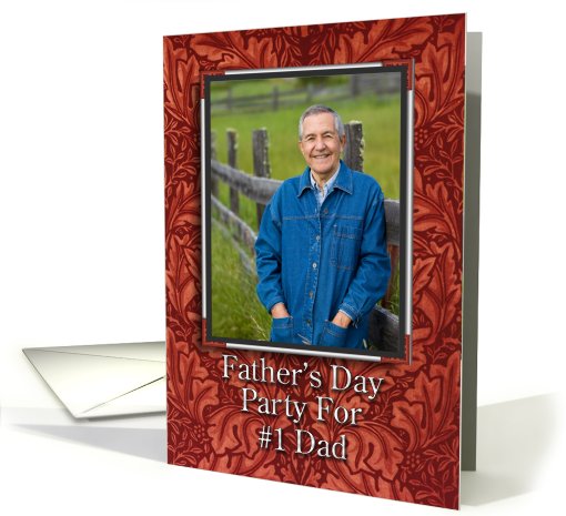 Father's Day Party Invitation Photo Card Faux Leather card (586899)