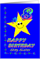 8th Birthday Star For Step Sister card