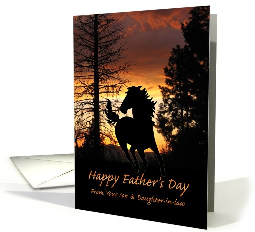 From Son and Daughter-in-law, Father's Day Wild Horse Sunset card