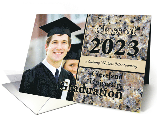 Custom Graduation Announcement 2022 Brown Stone Photo card (598726)