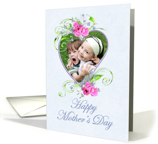 Mother's Day Photo Card Pink Flower Heart card (599835)