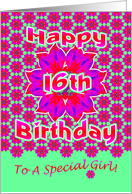 16th Happy Birthday Bright Pinks card