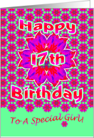 17th Happy Birthday Bright Pinks card