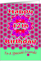 Friend 12th Birthday Bright Pinks card