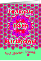 Friend 14th Birthday Bright Pinks card
