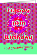 Friend 16th Birthday Bright Pinks card