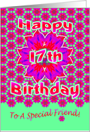 Friend 17th Birthday Bright Pinks card