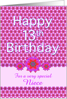 Niece 13th Birthday Neon Pinks card