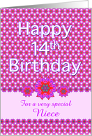 Niece 14th Birthday Bright Pinks card