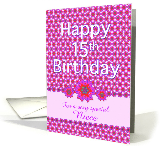 Niece 15th Birthday Bright Pinks card (608233)