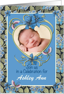 Baby Girl Shower Photo Invitation, Flowers and Butterflies card
