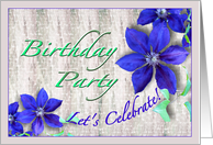 Birthday Party Invitation Purple Clematis card