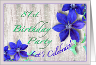 81st Birthday Party Invitation Purple Clematis card