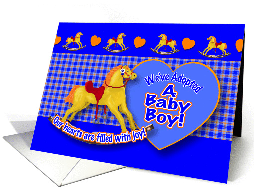 Baby Boy Adoption Announcement Rocking Horse card (617749)