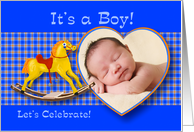 Baby Shower Invitation Photo Card, Fun Rocking Horse for Boy card