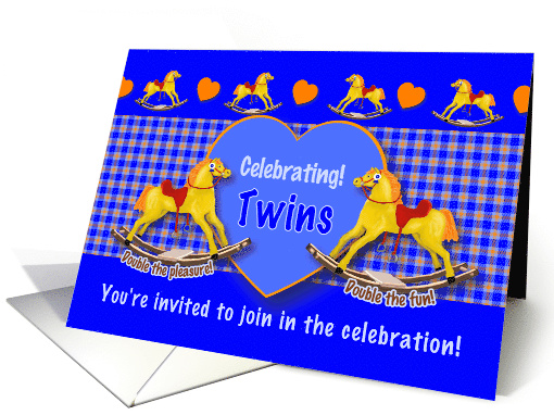 Adopted Twins Baby Shower Invitation, Yippee Rocking Horses card