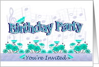 Birthday Party Invitations Musical Flowers card