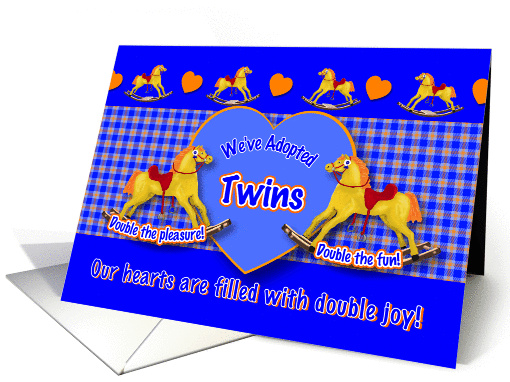 Twins Adoption Announcement Rocking Horse card (618866)