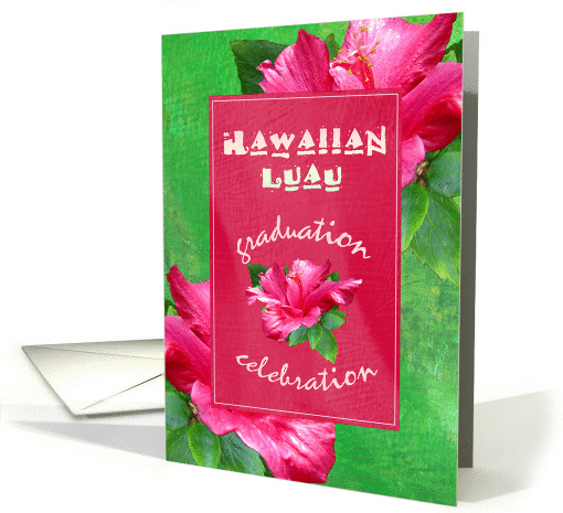 Graduation Luau Party Invitations - Pin Hibiscus card (620794)