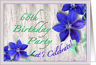 68th Birthday Party Invitation Purple Clematis card