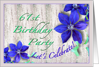 61st Birthday Party Invitation Purple Clematis card