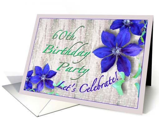 60th Birthday Party Invitation Purple Clematis card (621173)