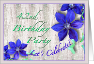 42nd Birthday Party Invitation Purple Clematis card