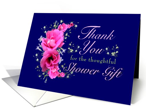 Bridal Shower Gift Thank You Cards, pink flowers card (622526)