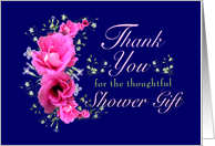 Bridal Shower Gift Thank You Cards, pink flowers card