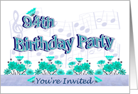 94th Birthday Party Invitation Musical Flowers card