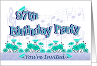 97th Birthday Party Invitation Musical Flowers card