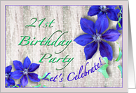 21st Birthday Party Invitation Purple Clematis card