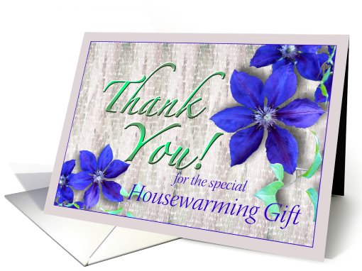 Thank You for Housewarming Gift Purple Clematis card (624017)