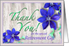 Thank You for Retirement Gift Purple Clematis card