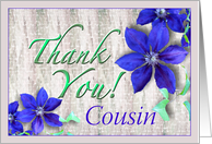 Cousin Thank You Purple Clematis card