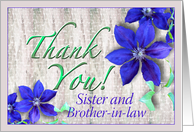 Sister and Brother-in-law Thank You Purple Clematis card
