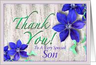 Son Thank You Purple Clematis card
