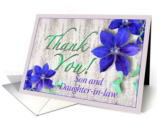 Son and Daughter-in-law Thank You Purple Clematis card (624668)