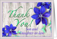 Son and Daughter-in-law Thank You Purple Clematis card