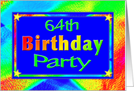 64th Birthday Party Invitations Bright Lights card
