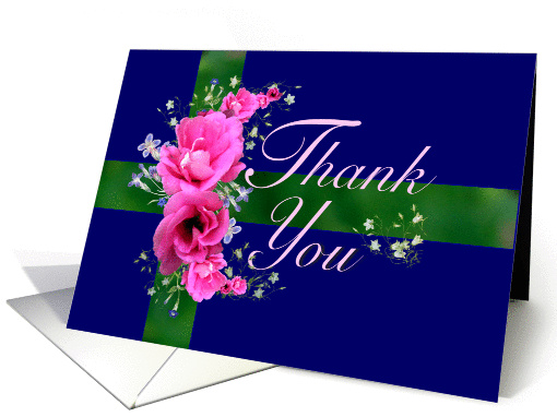 Thank You Pink Flower Bouquet Blank Note card (625827)