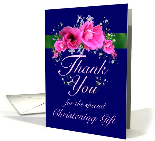 Christening Gift Thank You Pink Flower Bouquet card (625833)