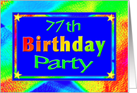 77th Birthday Party Invitations Bright Lights card