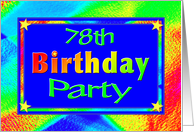 78th Birthday Party Invitations Bright Lights card