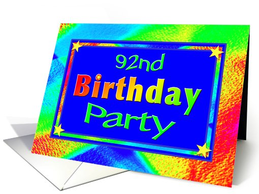 92nd Birthday Party Invitations Bright Lights card (626924)