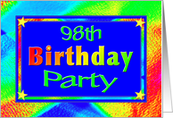 98th Birthday Party Invitations Bright Lights card