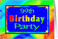 99th Birthday Party Invitations Bright Lights card