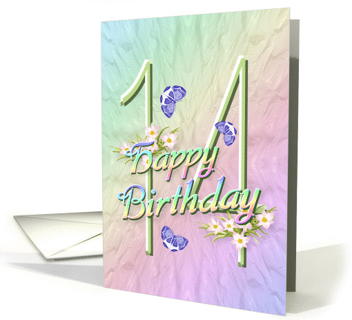 14th Birthday Flowers and Butterflies card (627605)